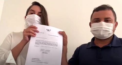 Prefeita Ariana Aquino ao lado do vice-prefeito, Garcia. (Foto: Reprodução)