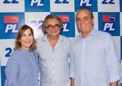 Mayra Pinheiro e José Alberto Bardawill em foto com o presidente regional do PL, prefeito Acilon Gonçalves. (Foto: reprodução/Instagram)