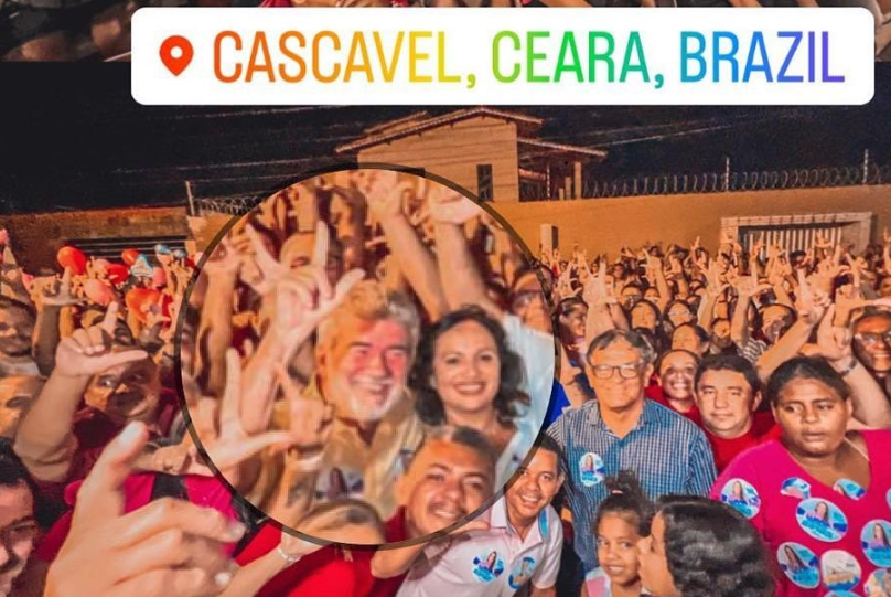 Arnon Bezerra aparece fazendo “L” com a mão em Cascavel e afirma que não é de Lula