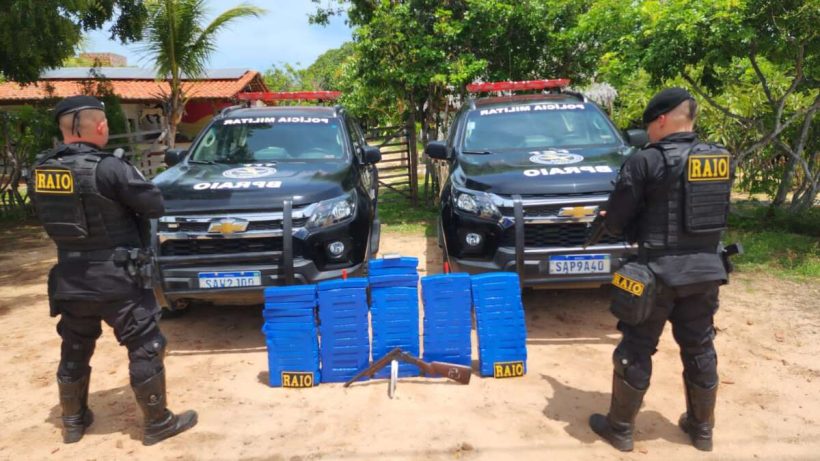 CPRaio apreende mais de 71 kg de maconha em terreno no distrito de Canoa Quebrada
