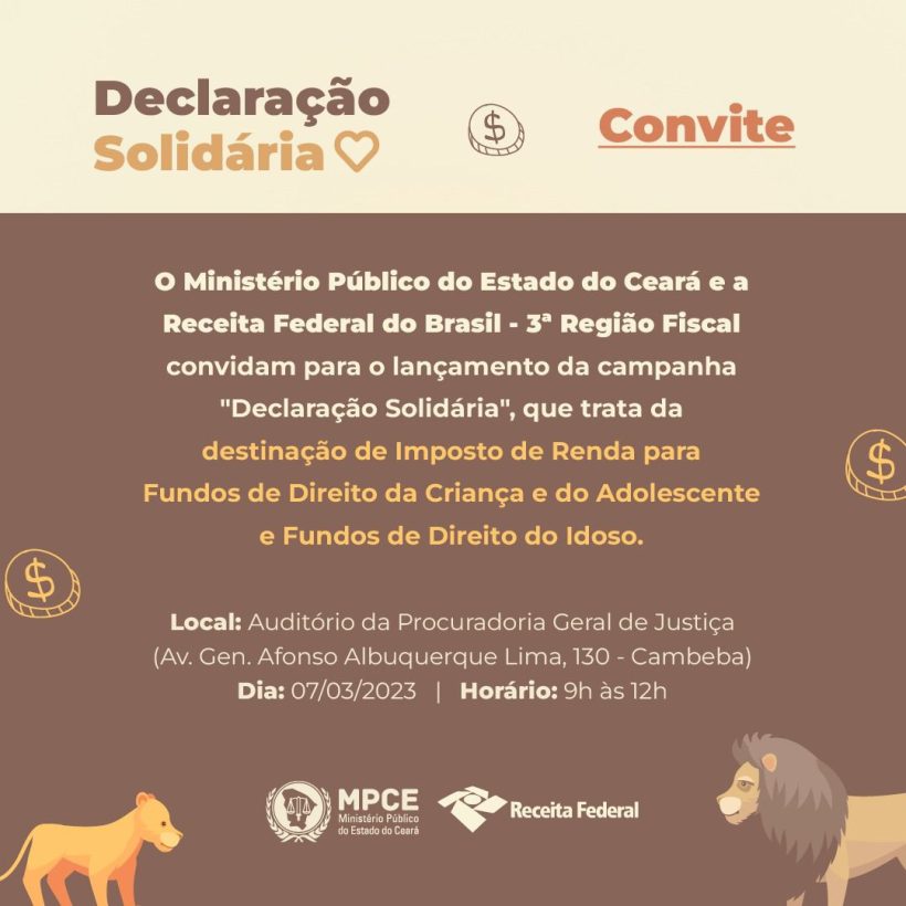 MPCE promove cidadania fiscal por meio da campanha “Declaração solidária”