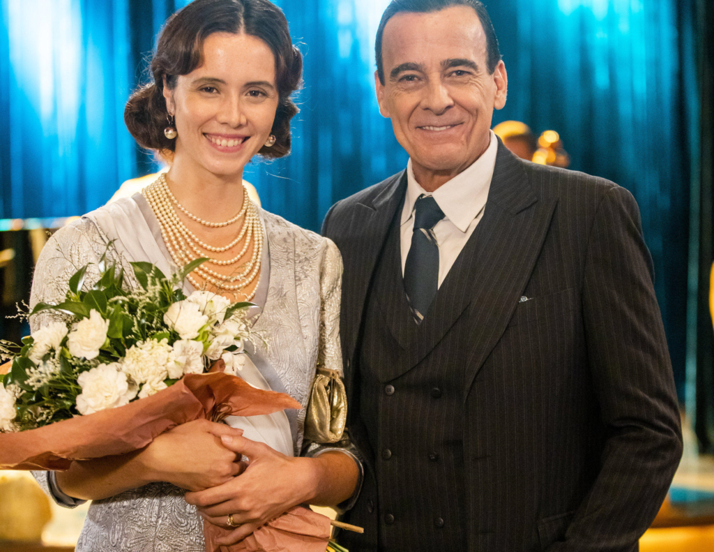 Juscelino Kubitschek (Alexandre Borges) e Sara Kubitschek (Raquel Monteiro). Foto: Globo / João Miguel Júnior
