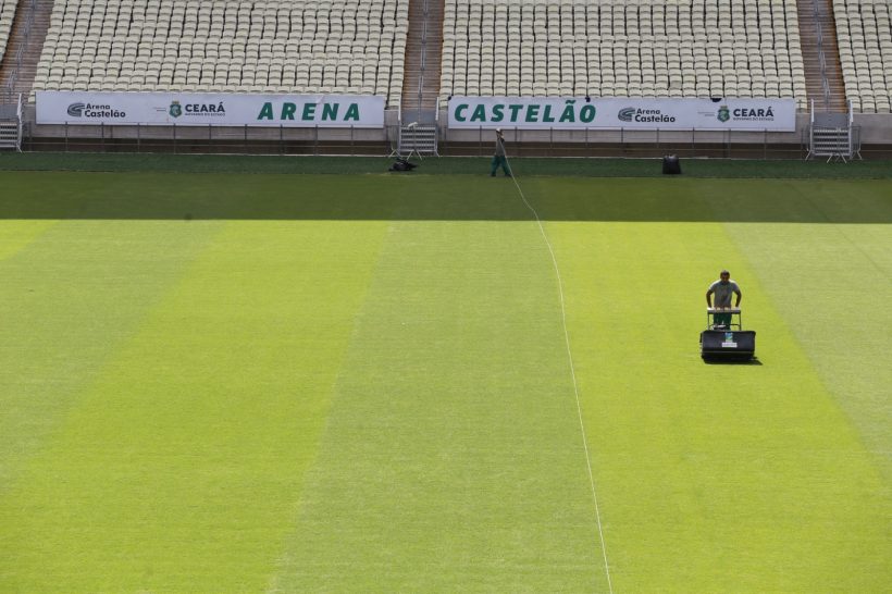 Trabalho de manutenção do gramado do Castelão é intensificado com Data Fifa