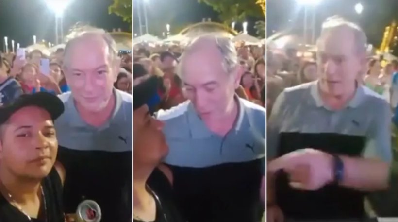 Ciro Gomes dá tapa em rosto de jovem na Praia de Iracema