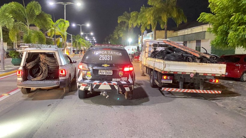 Polícia Militar do Ceará apreende três toneladas de fios telefônicos em Pacajus