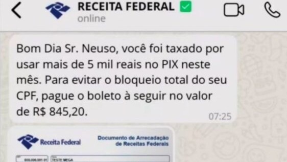 Receita Federal faz alerta contra golpe de cobrança de taxa sobre PIX