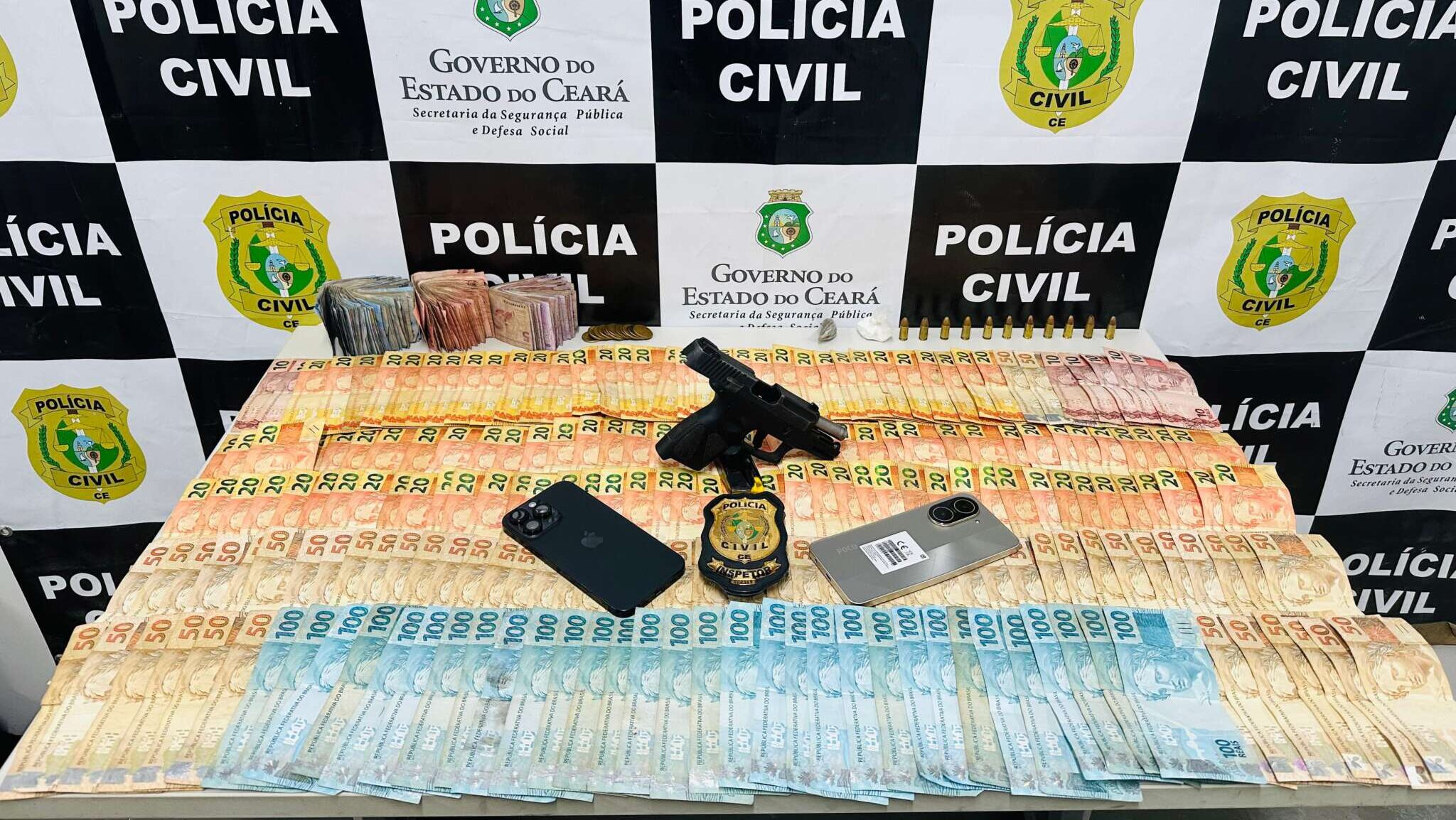 Chefe de facção criminosa é preso pela Polícia Civil, em Cariré; arma e drogas são apreendidas