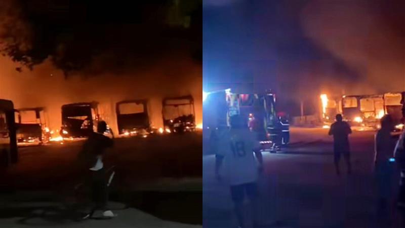 Ônibus pegam fogo em garagem de Prefeitura de Itaitinga