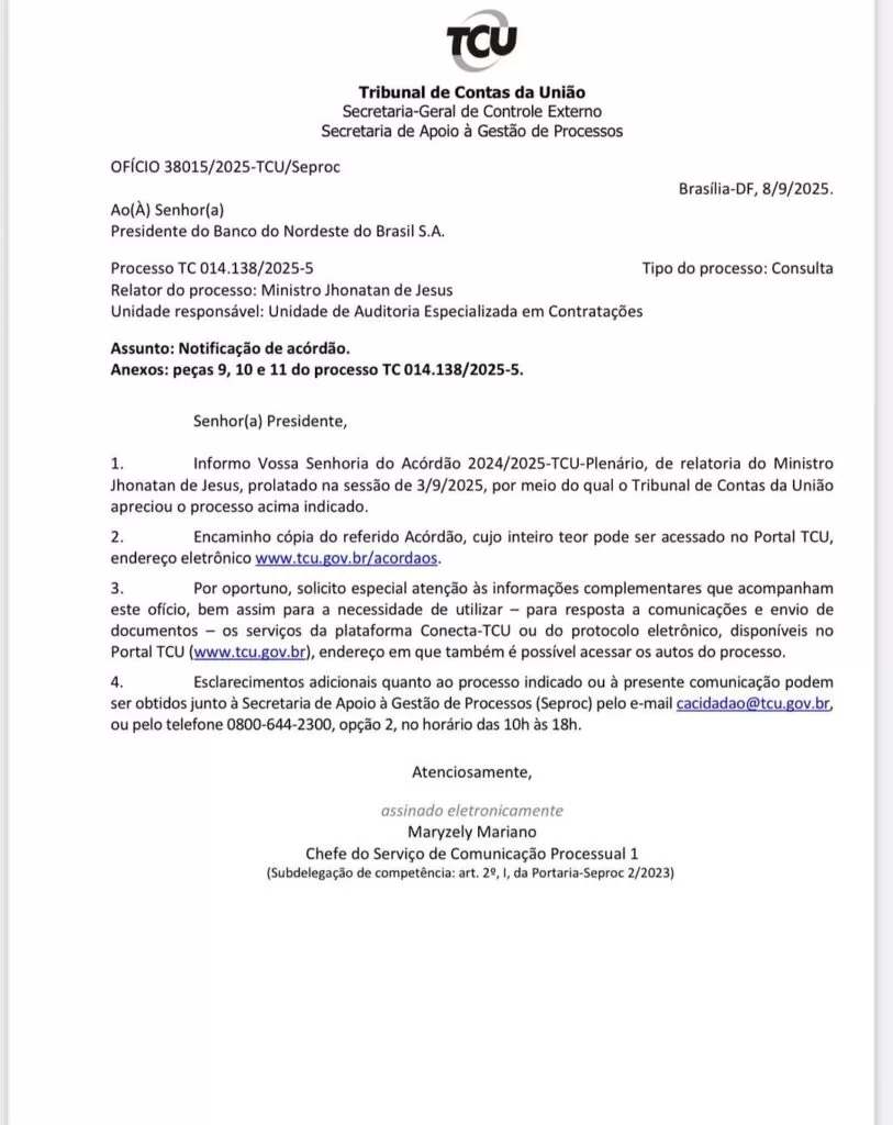 TCU encaminha documento para Haddad e Paulo Câmara cobrando licitações de microcréditos do BNB