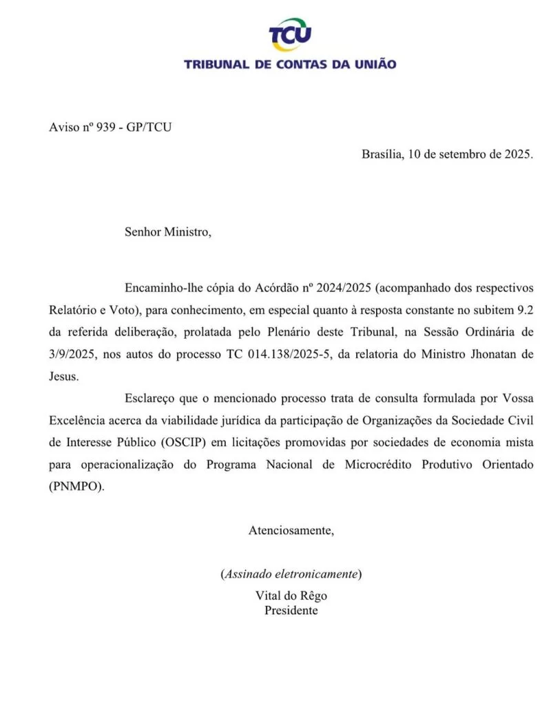 TCU encaminha documento para Haddad e Paulo Câmara cobrando licitações de microcréditos do BNB