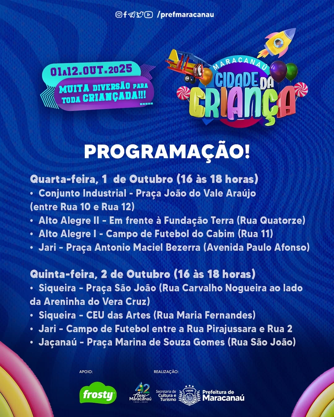 Prefeitura de Maracanaú realiza programação em 33 bairros para festejar o Dia das Crianças
