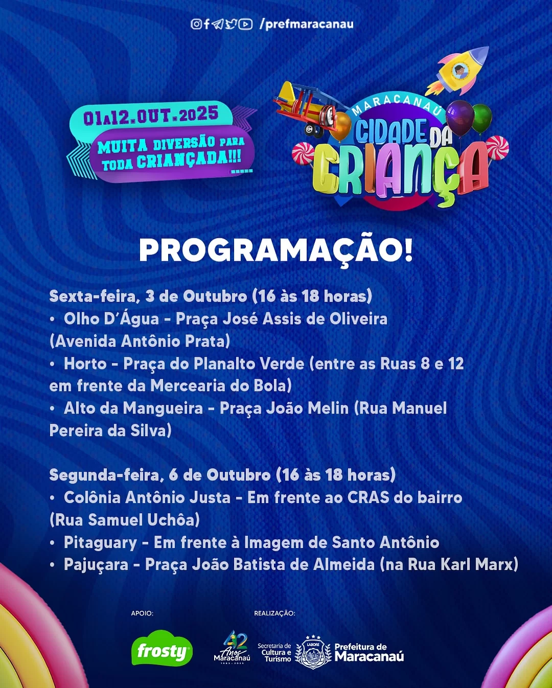 Prefeitura de Maracanaú realiza programação em 33 bairros para festejar o Dia das Crianças