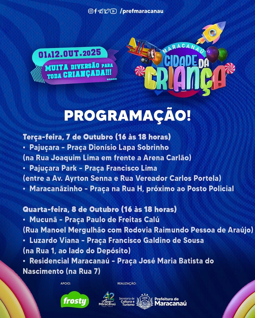 Prefeitura de Maracanaú realiza programação em 33 bairros para festejar o Dia das Crianças