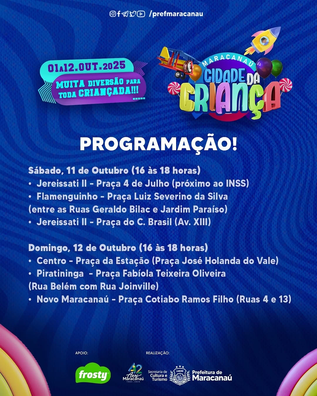 Prefeitura de Maracanaú realiza programação em 33 bairros para festejar o Dia das Crianças