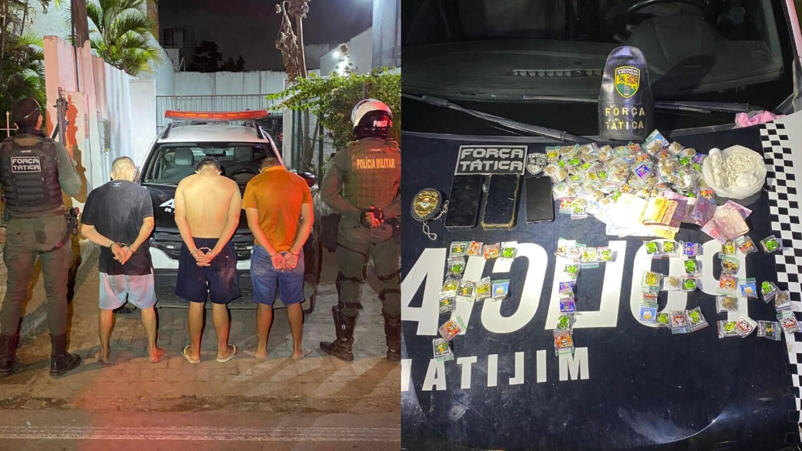 PM apreende drogas e prende três suspeitos em Caucaia<br>