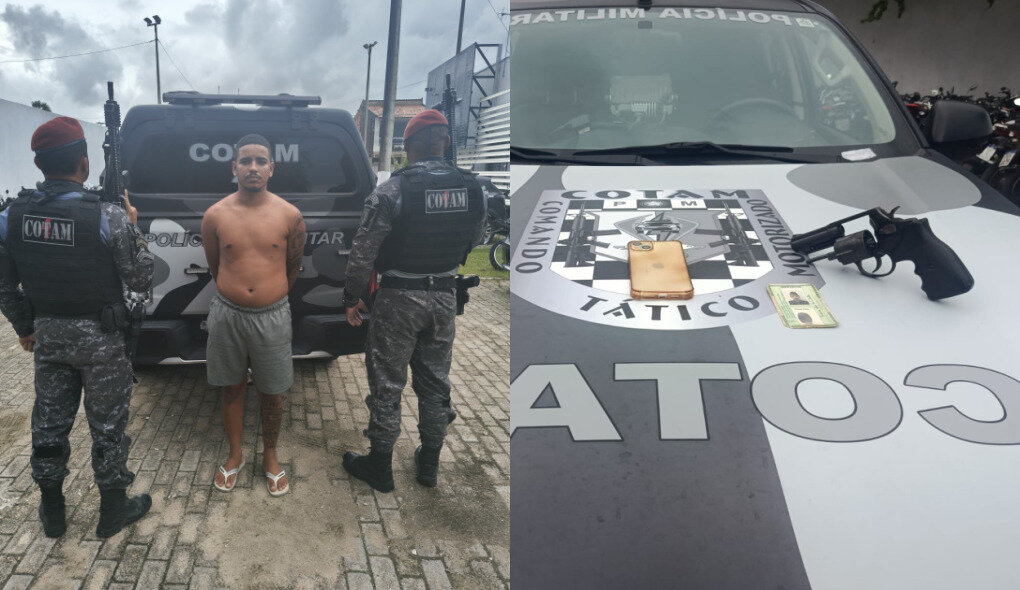 Homem é preso com revólver após tentar fugir de abordagem policial em Fortaleza