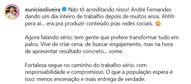 Governistas criticam André Fernandes por episódio com lixo no Paço Municipal; deputado rebate