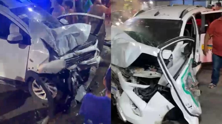 Tentativa de assalto termina com taxista ferido e carro destruído em Fortaleza
