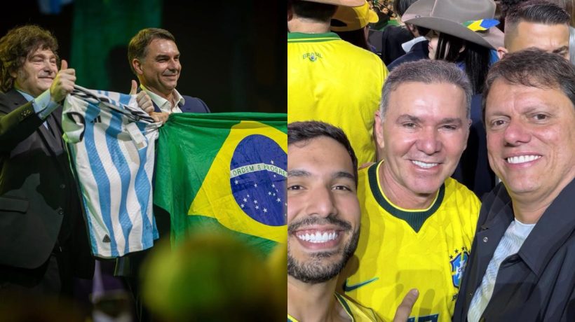 Flávio Bolsonaro é oficializado candidato à Presidência em convenção do PL com Milei e Tarcísio