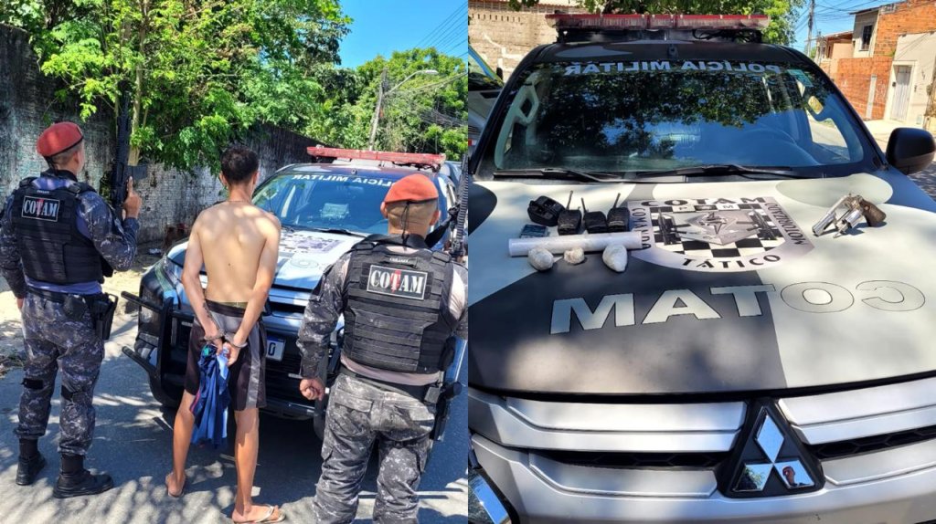 Polícia apreende revólver e drogas em terreno abandonado no Pôr do Sol, em Fortaleza