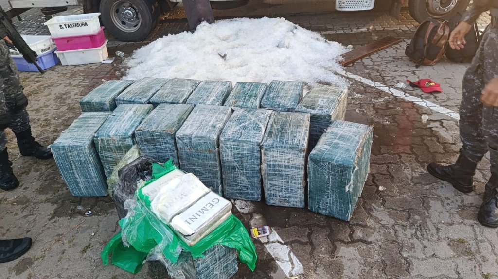 PRE apreende mais de 1 tonelada de cocaína escondida em carga de peixe, em Paracuru