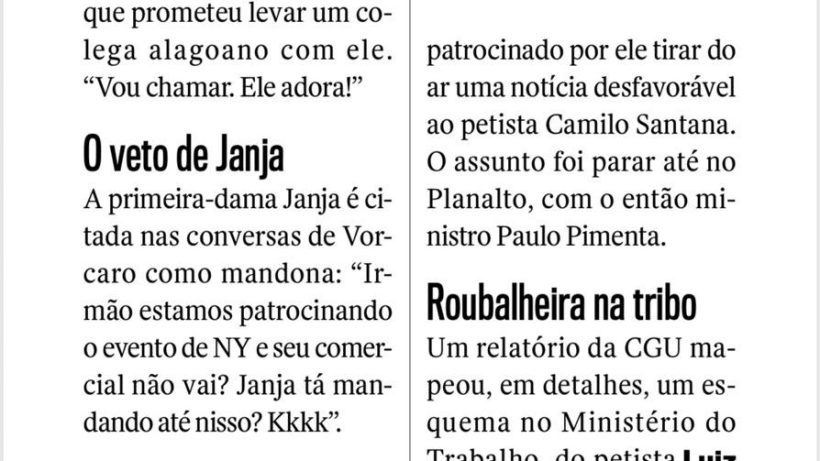 Vorcaro teria pedido retirada de conteúdo desfavorável a Camilo Santana, diz Revista Veja