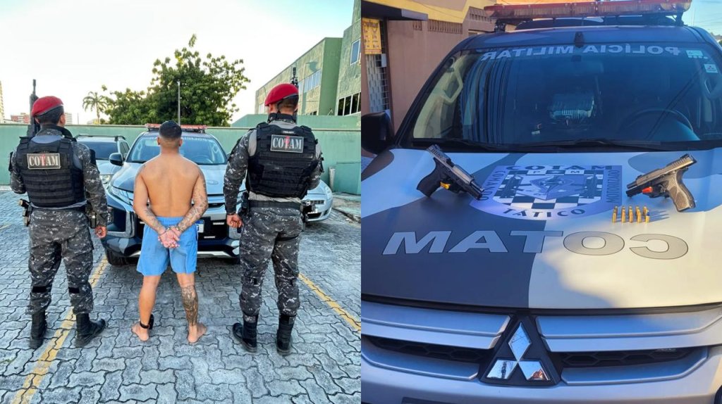Homem é preso com duas pistolas após tiroteio deixar um morto em lava-jato no Conj. Palmeiras